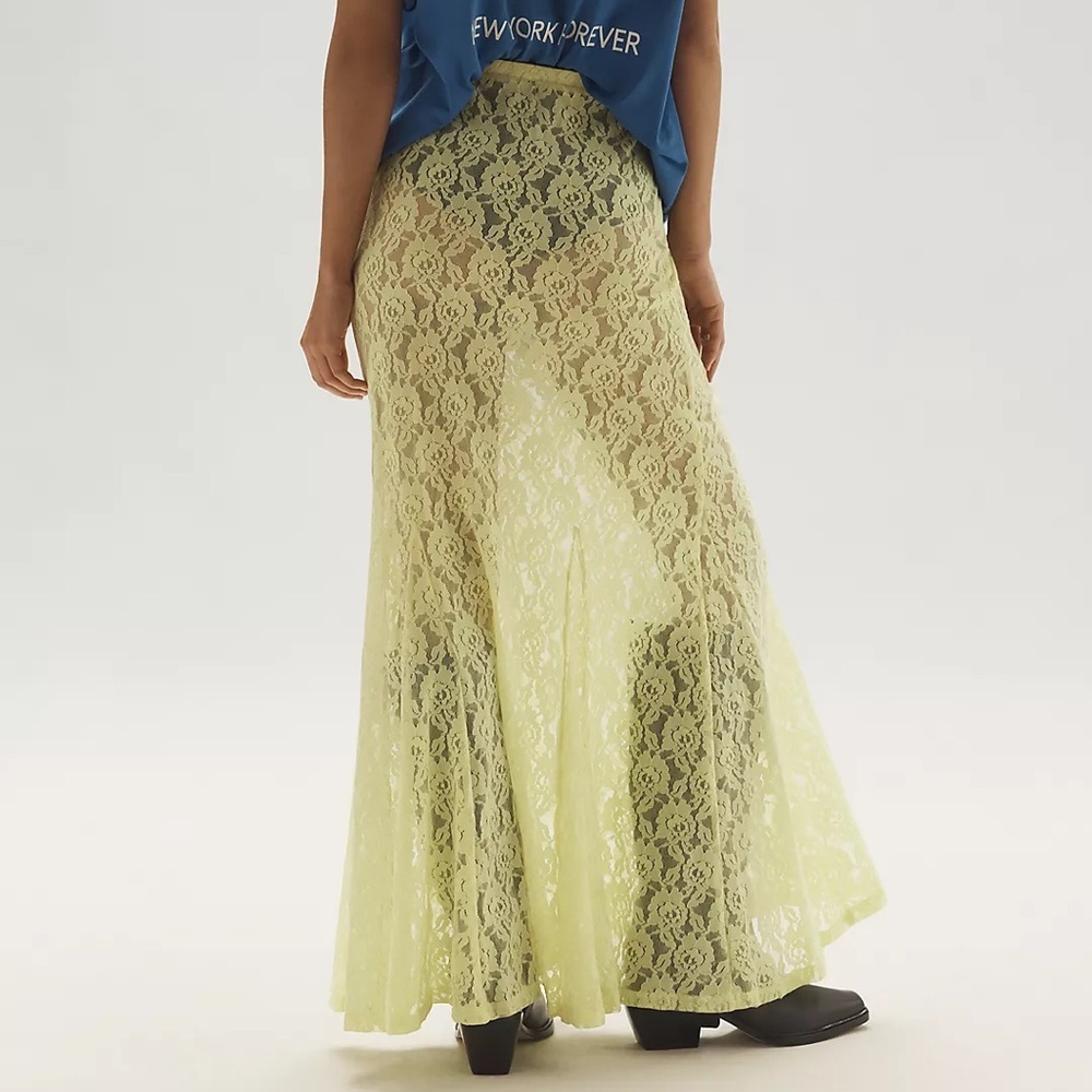 Anthropologie Sheer Tiered Lace Maxi Skirt - Picture 4 of 5